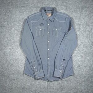 Scotch Soda Button Down Shirt Mens Size Medium Custom Made Embroidery Pearl Snap